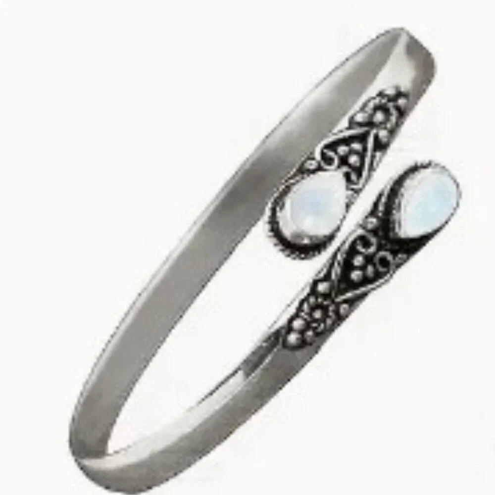 Cross-border Inlaid White Agate Bracelet American Fashion Retro Adjustable Brace